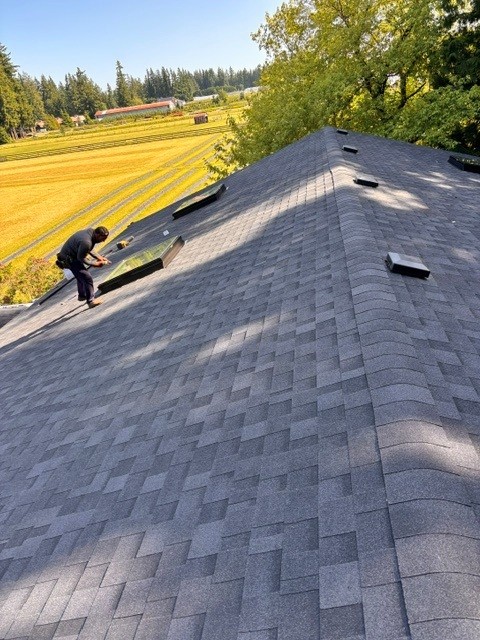 Shingle installation with new skylights in Abbotsford, BC by Roofking