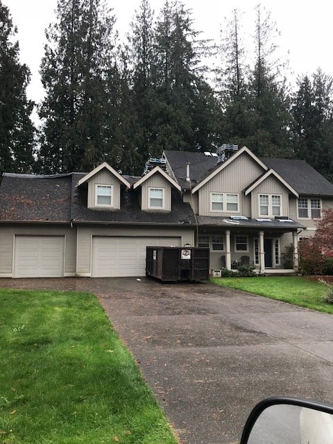 Dormer re-roof underway on custom home in Maple Ridge, BC by Roofking